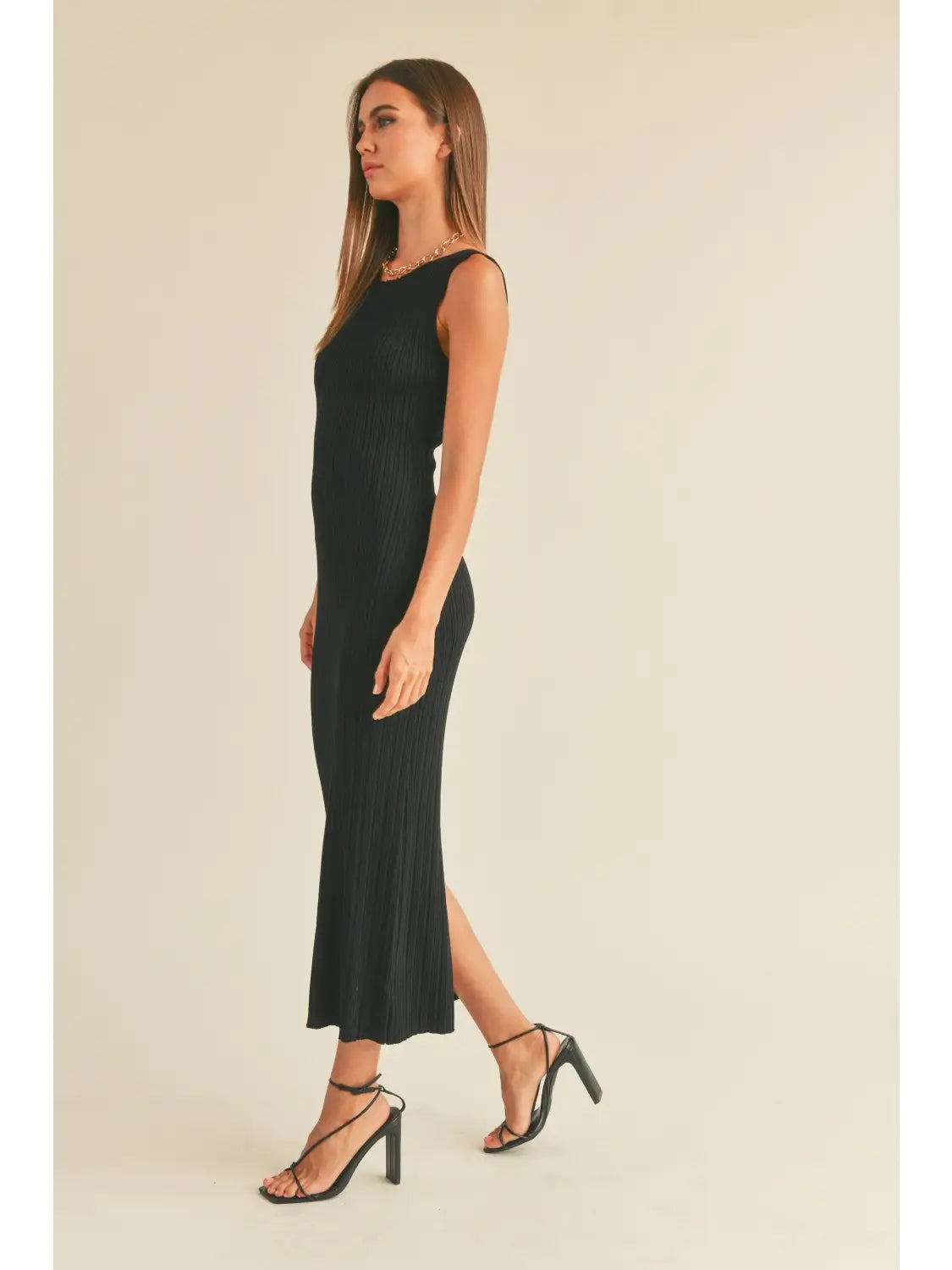 Black Rib Knit Maxi