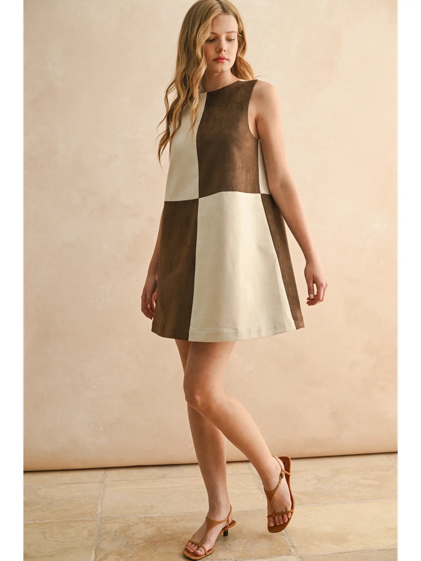Suede Color Block Dress