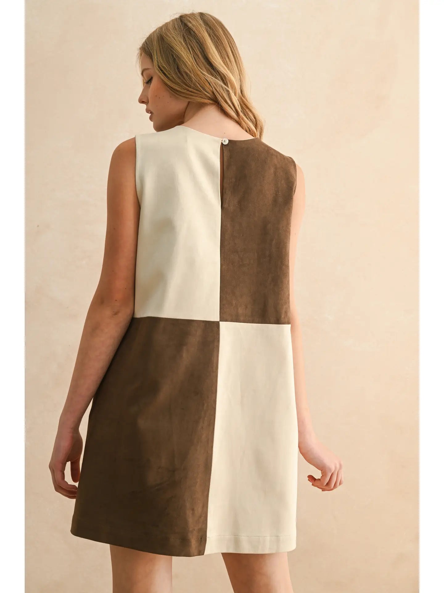 Suede Color Block Dress