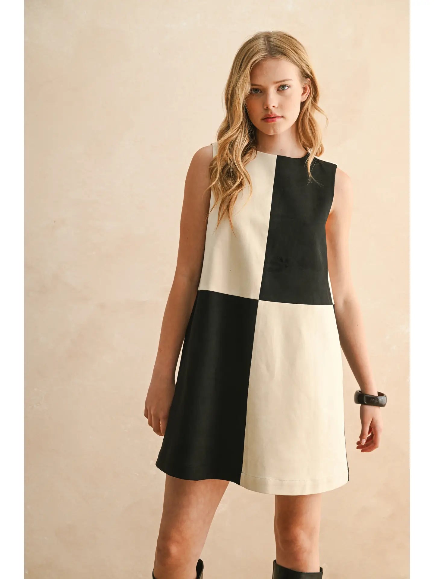 Suede Color Block Dress