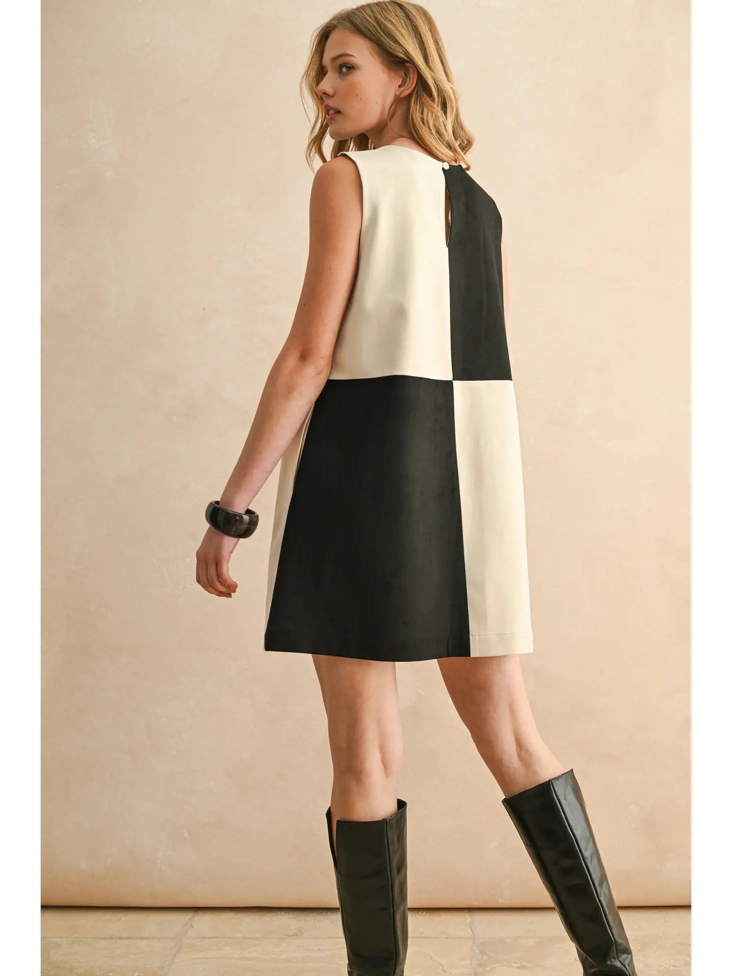 Suede Color Block Dress
