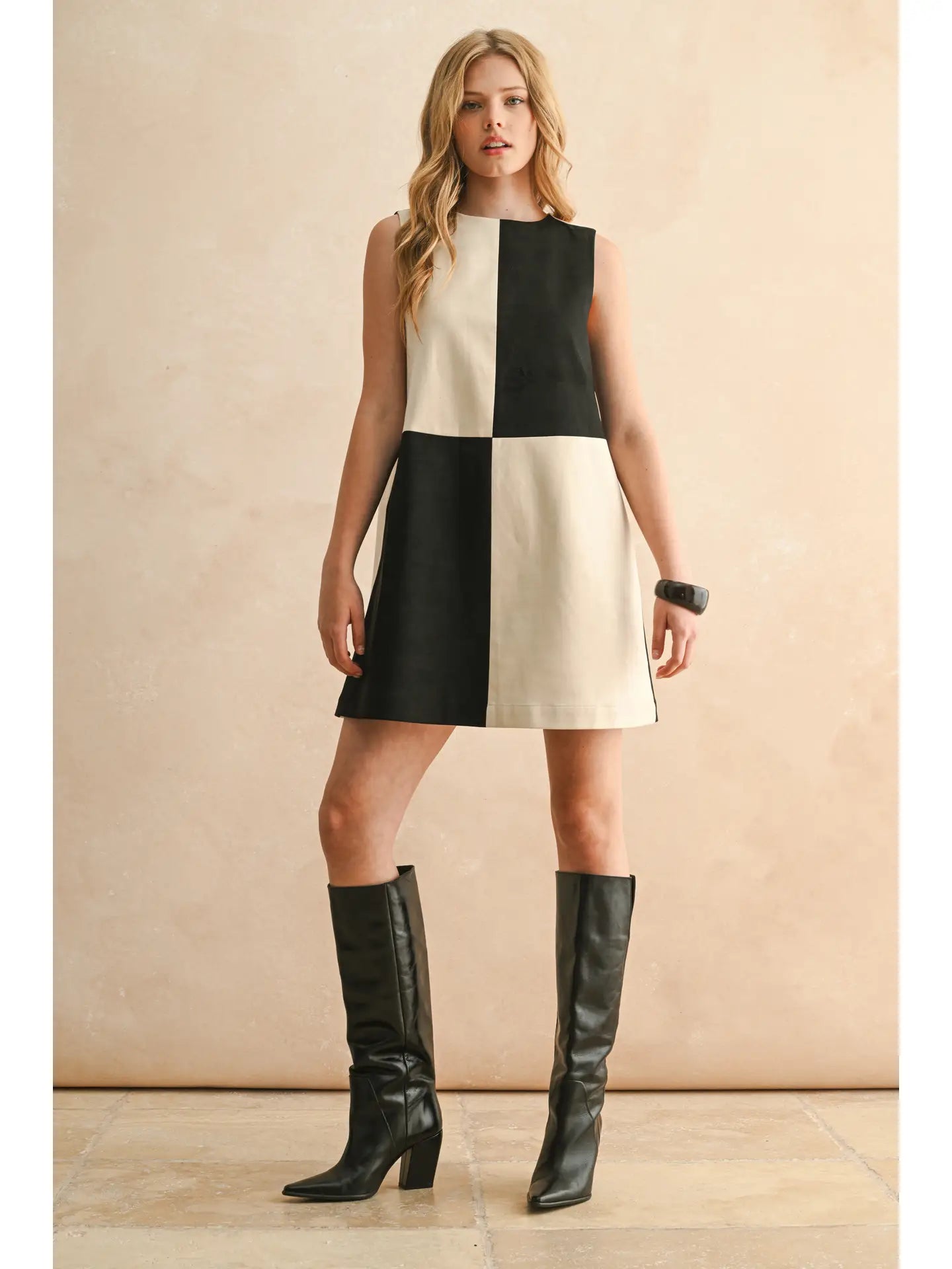 Suede Color Block Dress