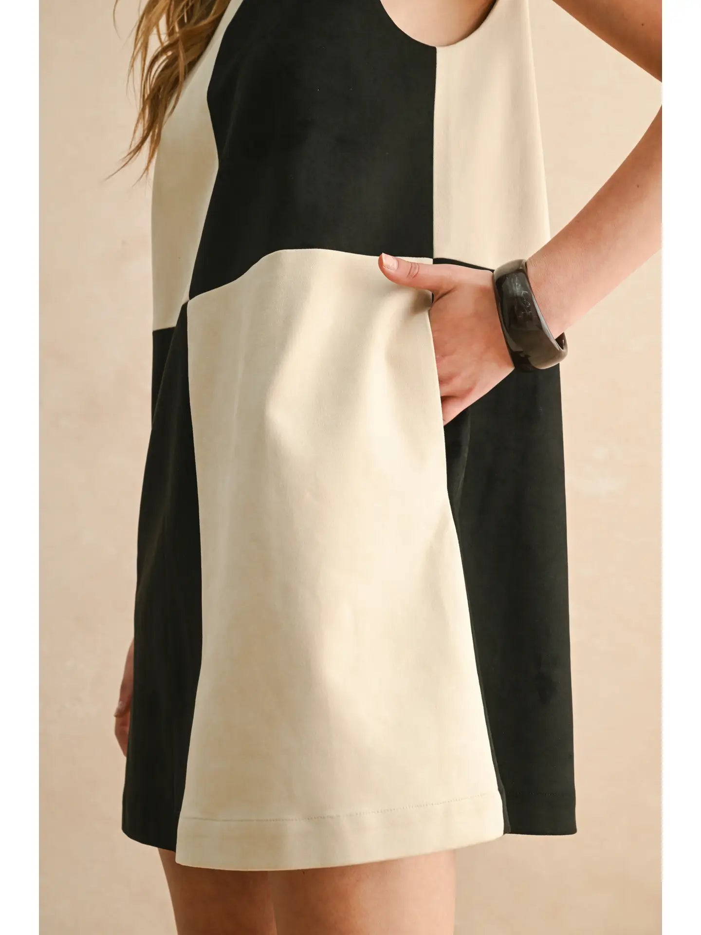 Suede Color Block Dress