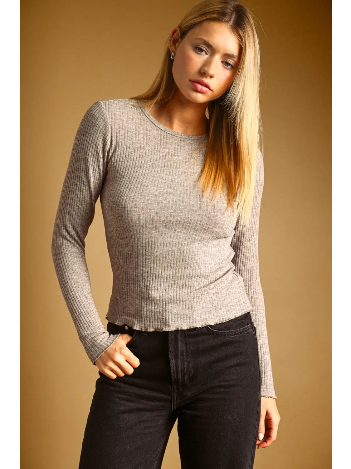 LONG SLEEVE RIB TOP