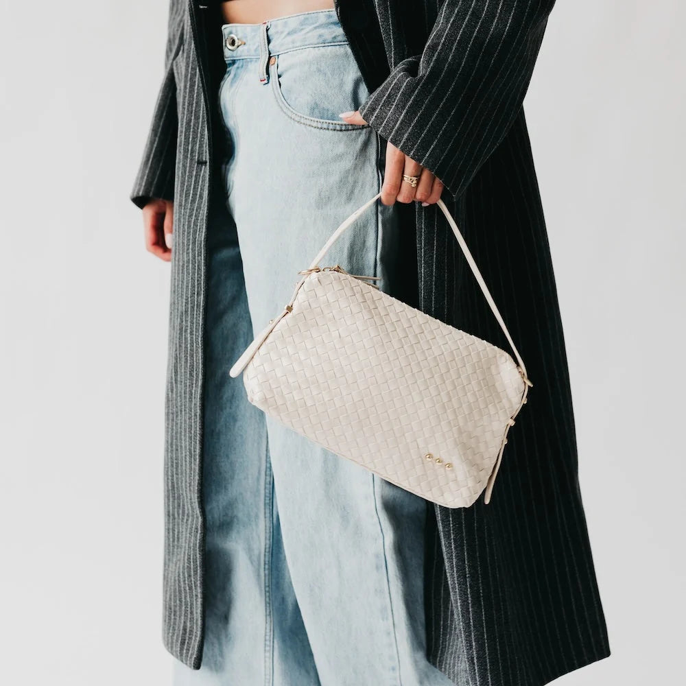 HARPER HOBO WOVEN SHOULDER BAG CREAM