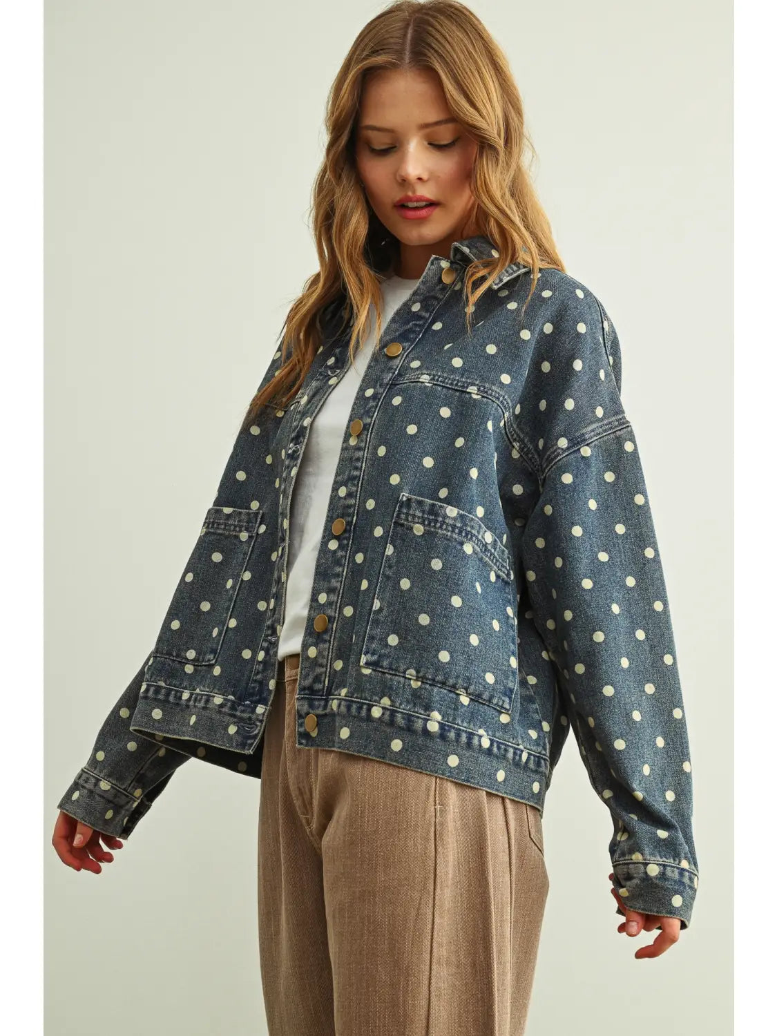 Polka Dot Denim Jacket