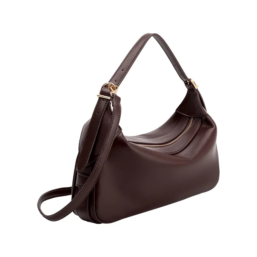 Nicolette Espresso Vegan Shoulder Bag