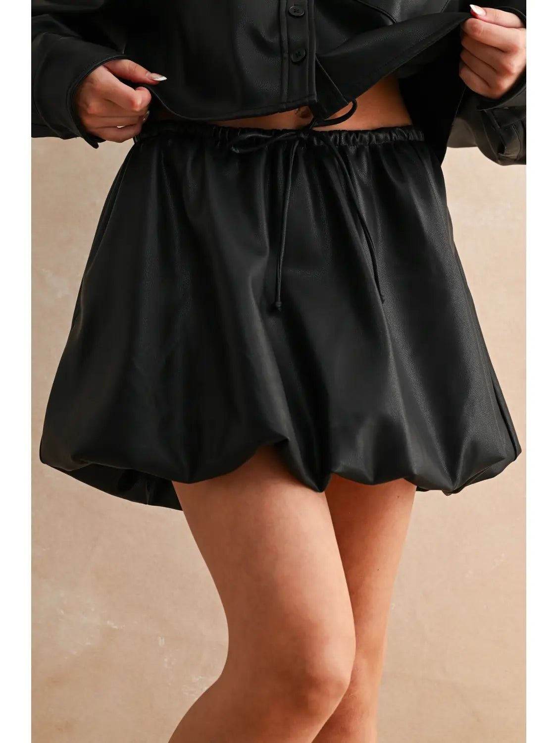 Faux Leather Balloon Skirt