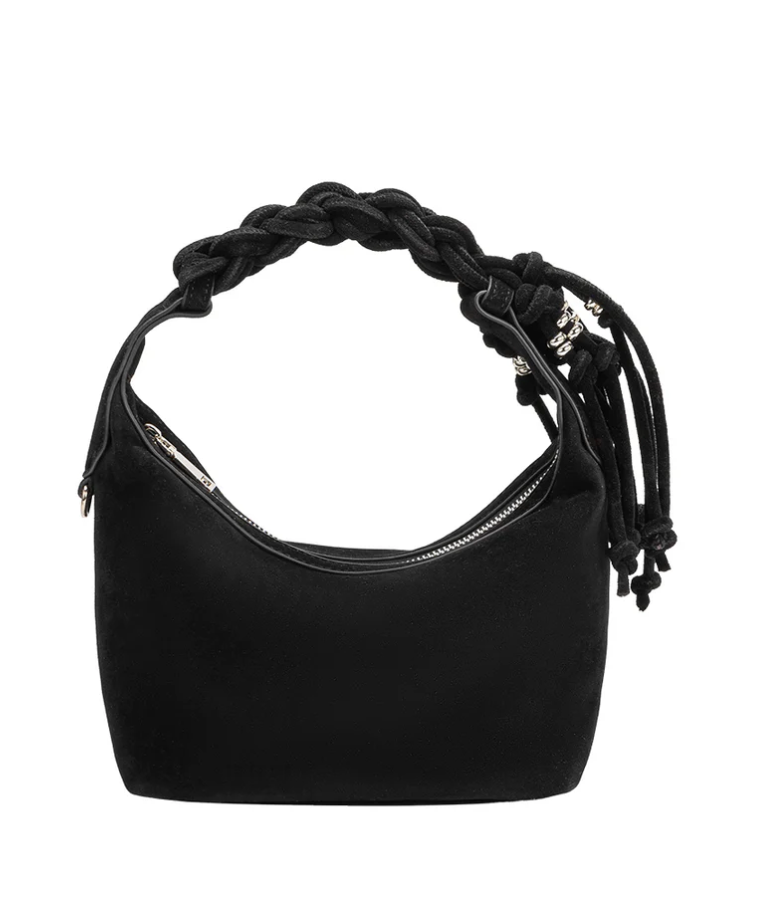 Tatiana Black Suede Vegan Handle Bag