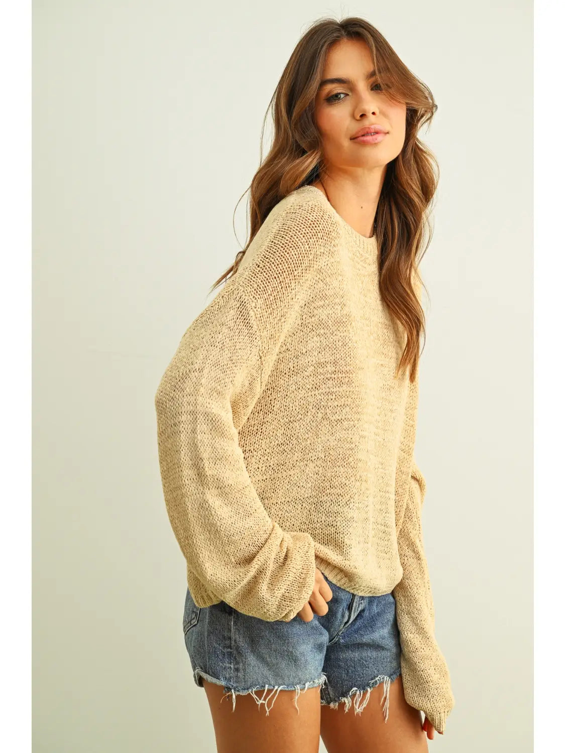 Beige Basic Knit Top