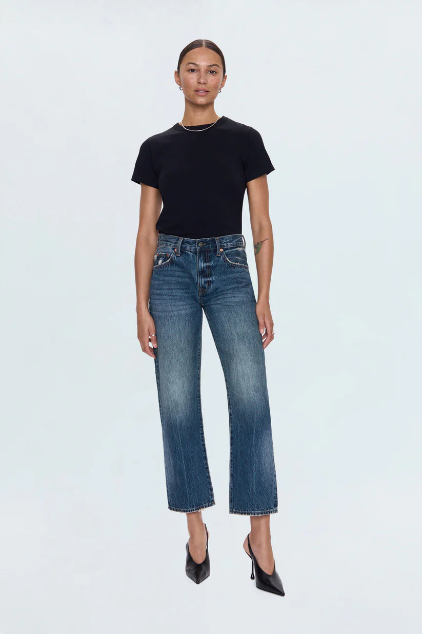 Lexi Mid Rise Bowed Straight Jean