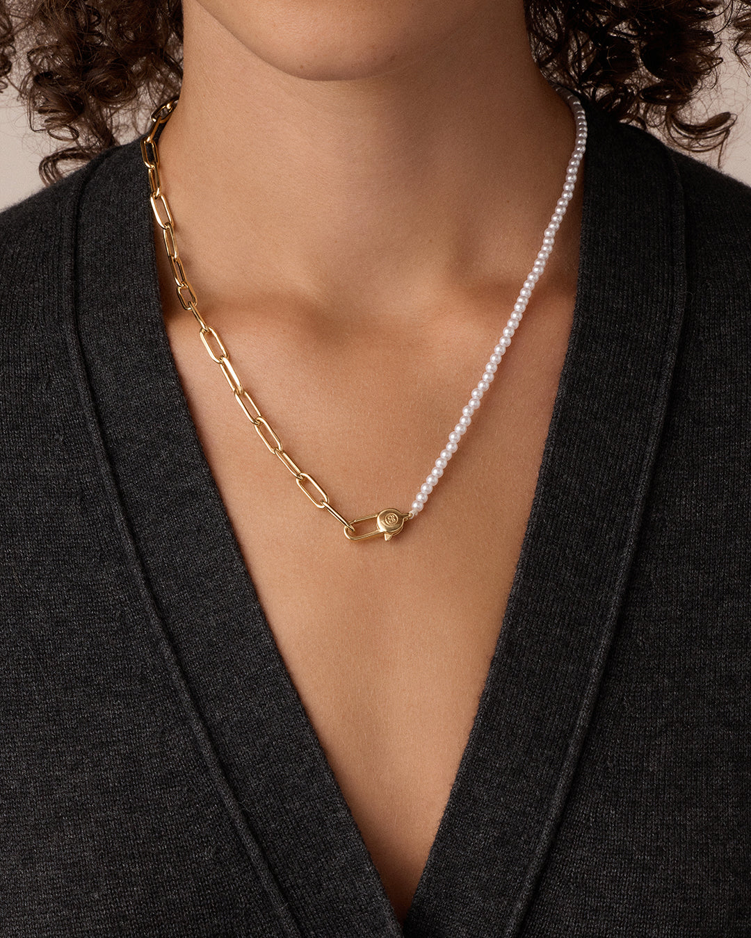 Florence Pearl Chain Necklace Gold