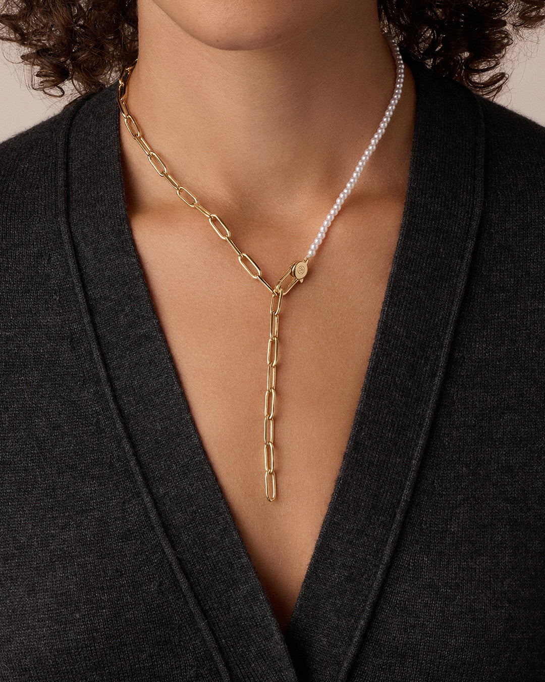 Florence Pearl Chain Necklace Gold