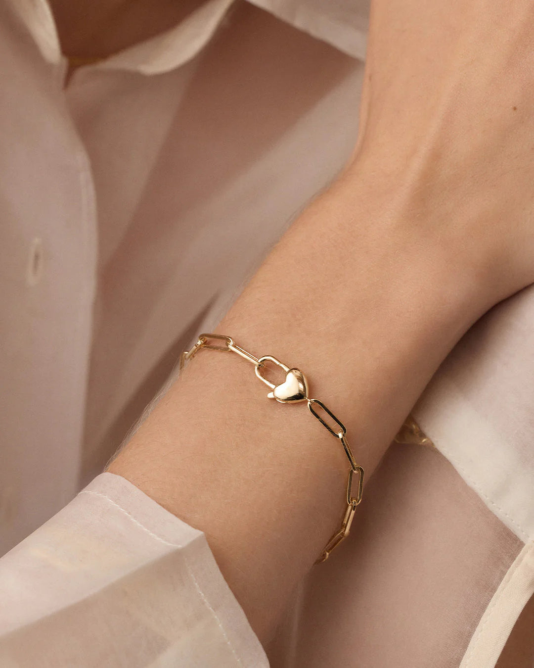Heart Padlock Bracelet Gold