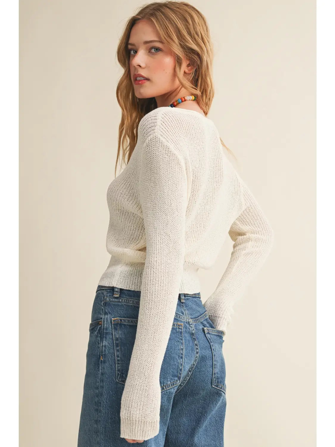 Off White Button Front Cardigan