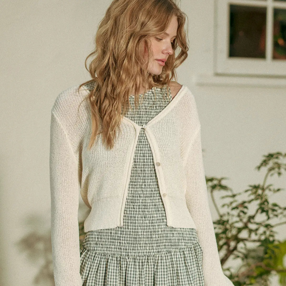 Off White Button Front Cardigan