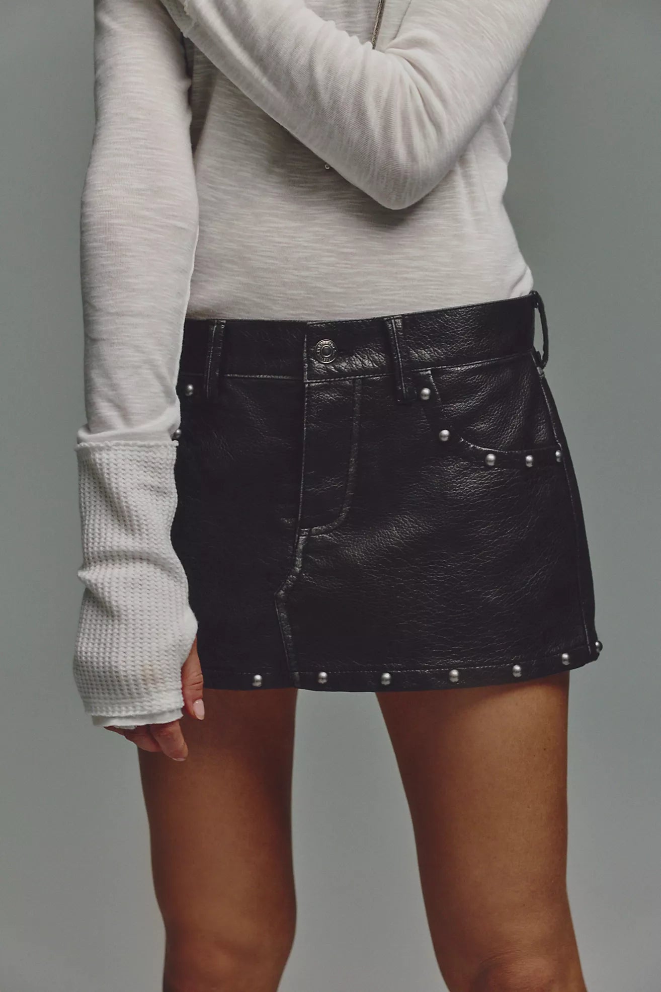 Lainey Studded Vegan Mini Skirt