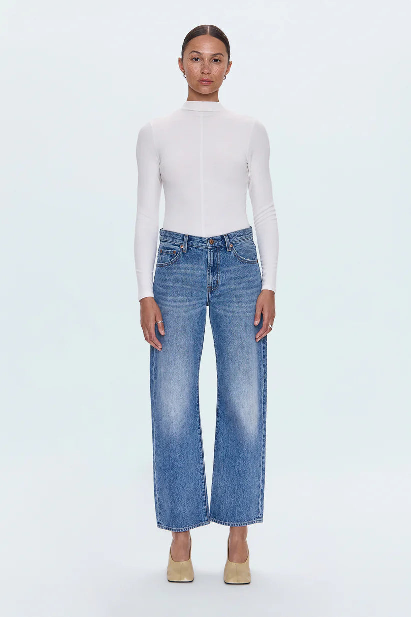 Lexi Mid Rise Bowed Straight Jean