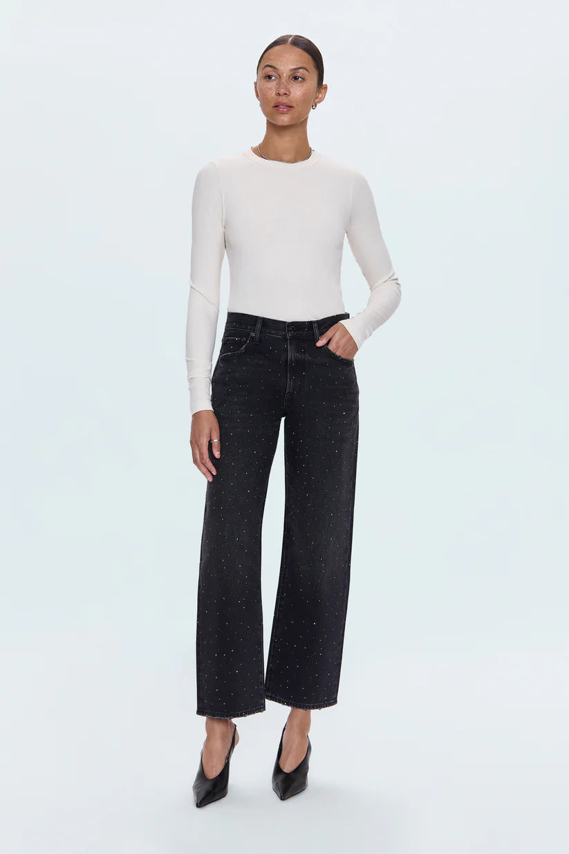 Lexi Mid Rise Bowed Straight Jean