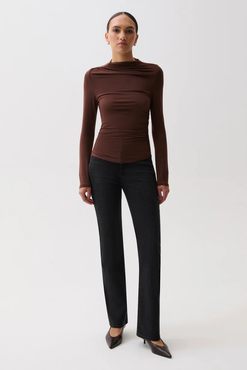 NATHALIA DRAPED MOCK NECK