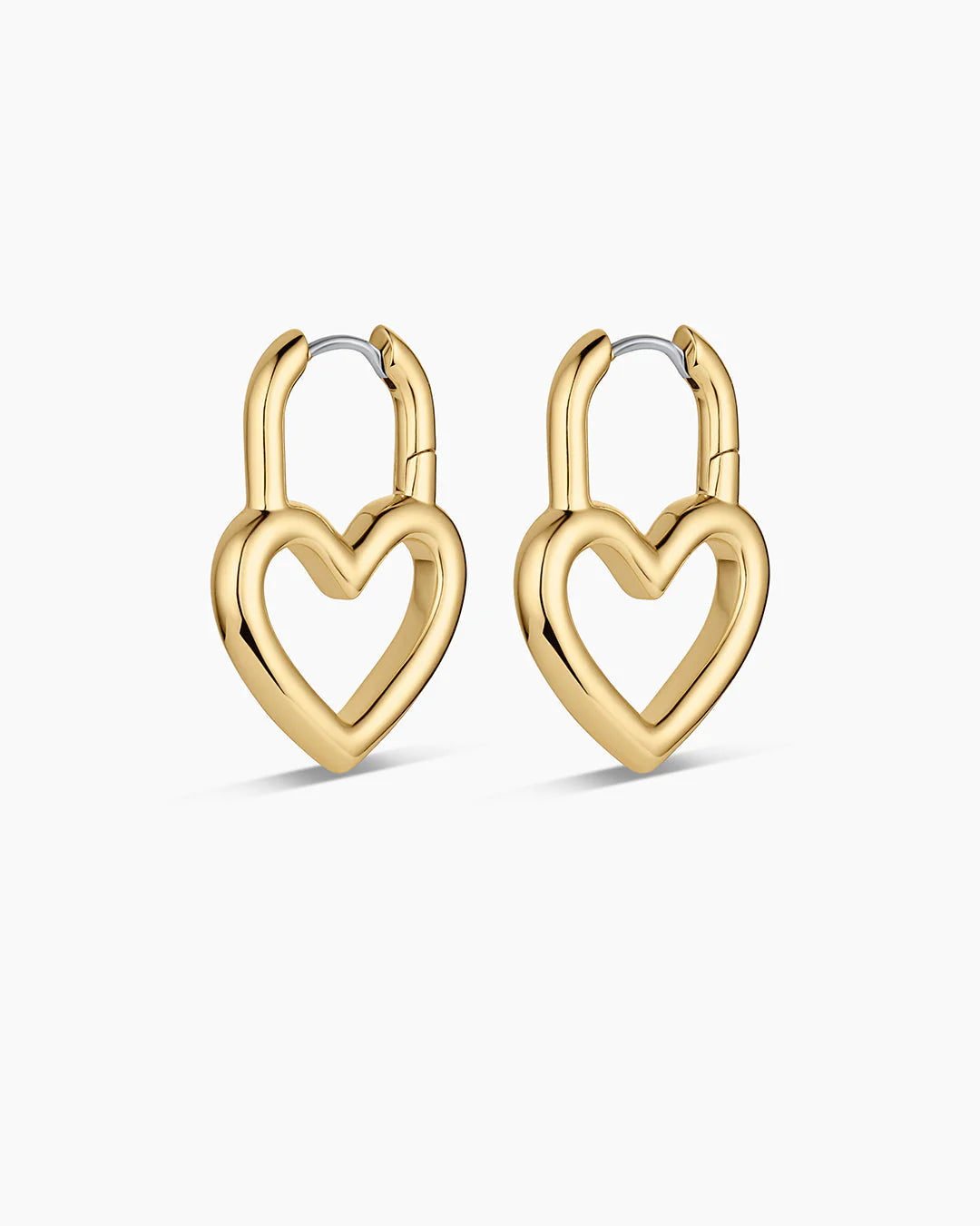 Open Heart Padlock Hoops Gold