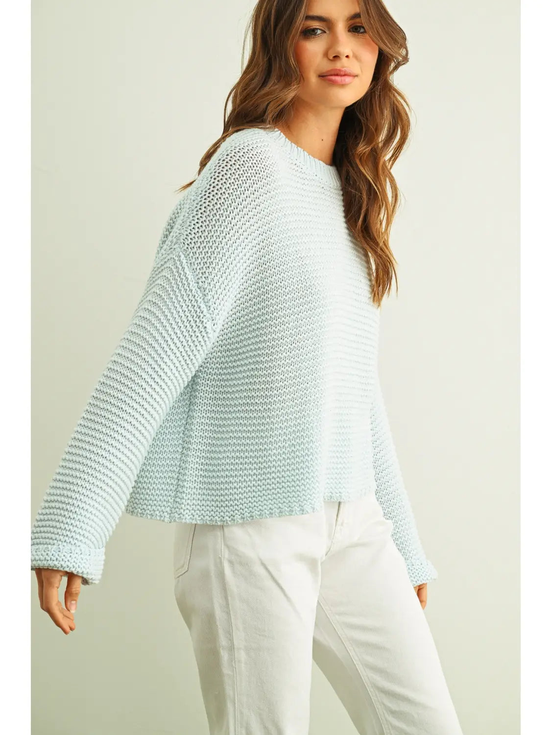 Powder Blue Round Neck Sweater