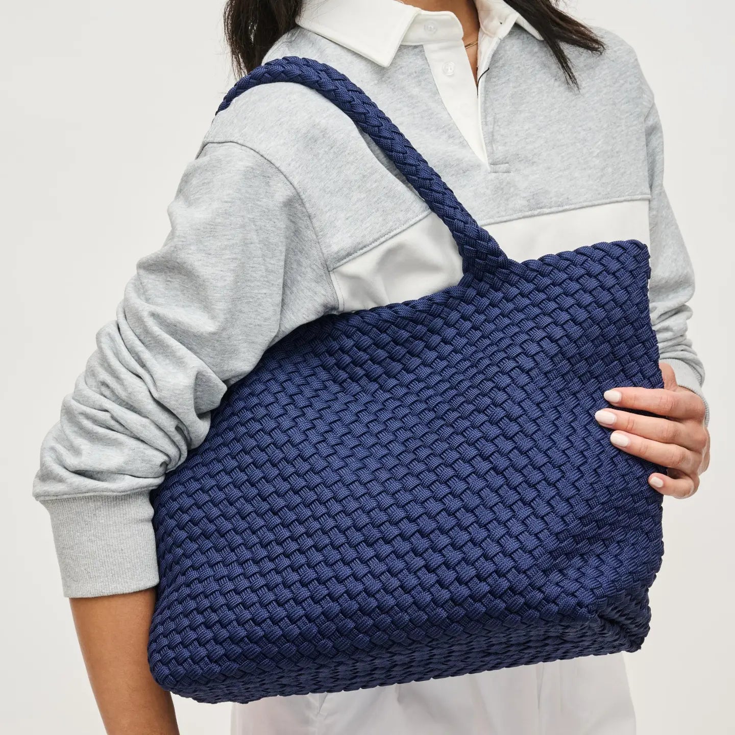 Sky's the Limit Medium Laced Up Tote Navy