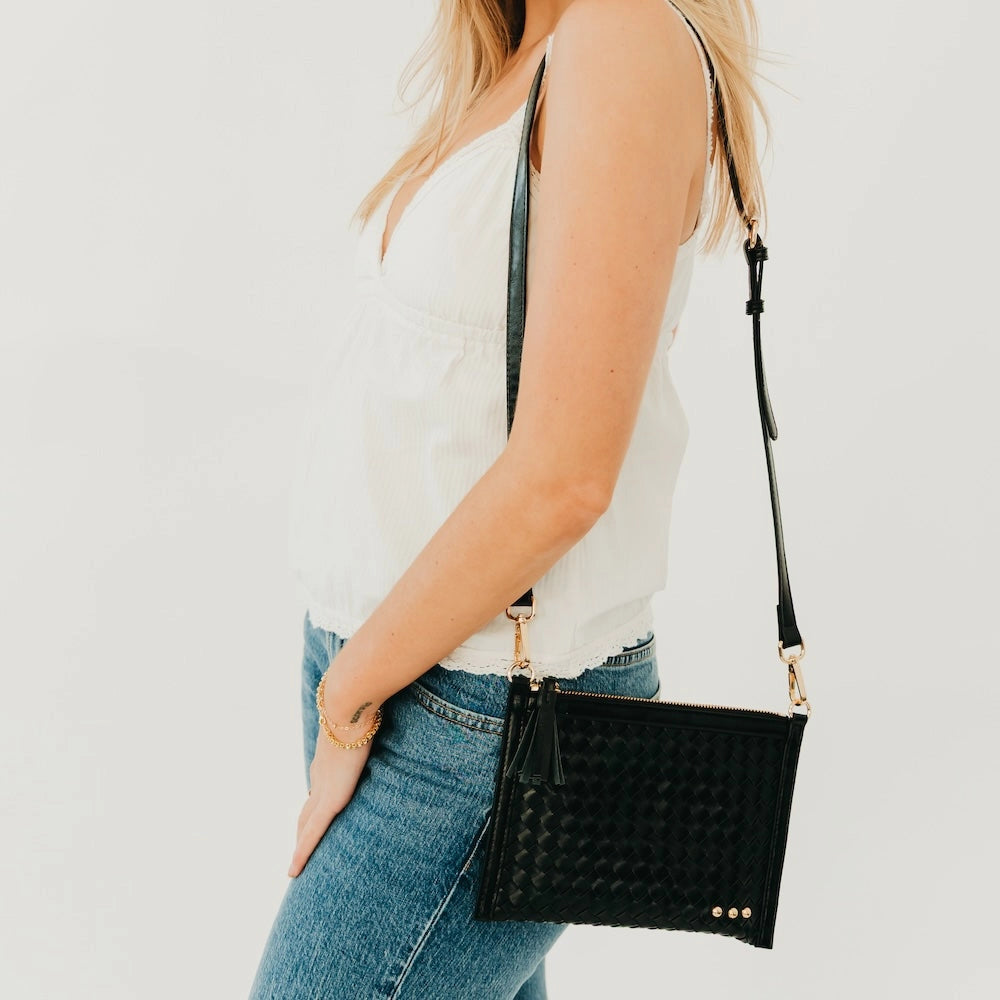 Veda Woven Crossbody Clutch Bag