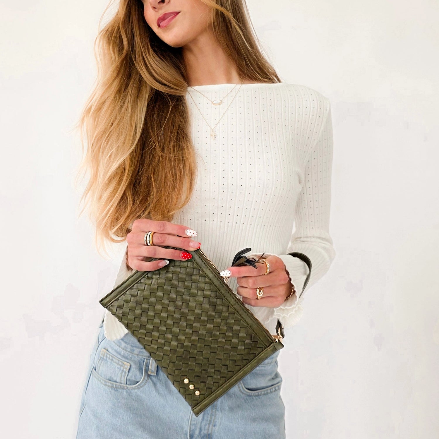Veda Woven Crossbody Clutch Bag