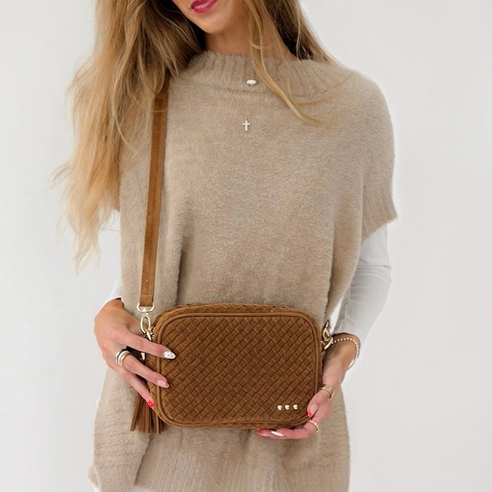 Willow Suede Woven Crossbody Bag