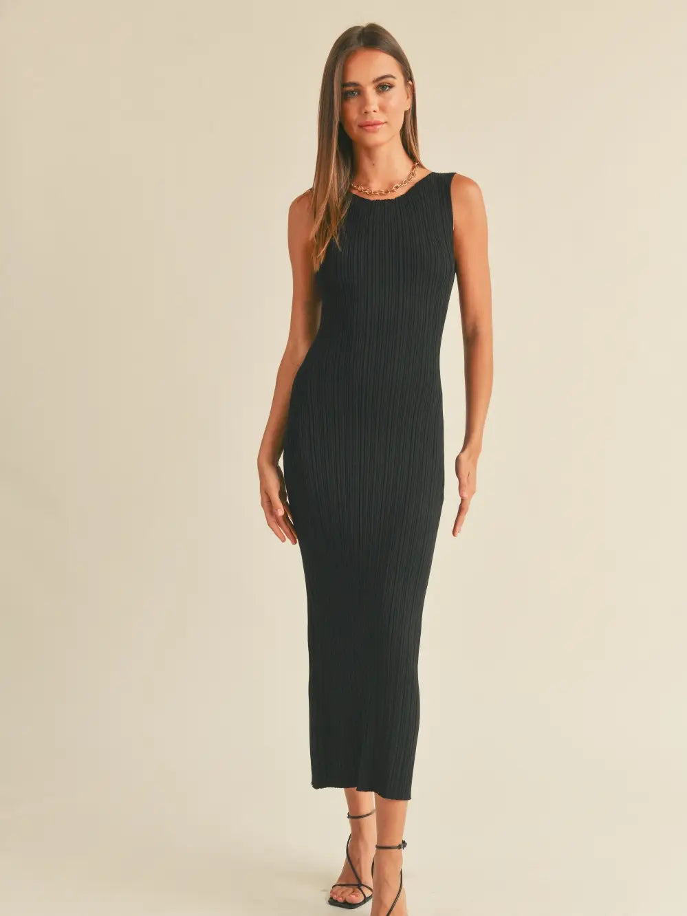 Black Rib Knit Maxi