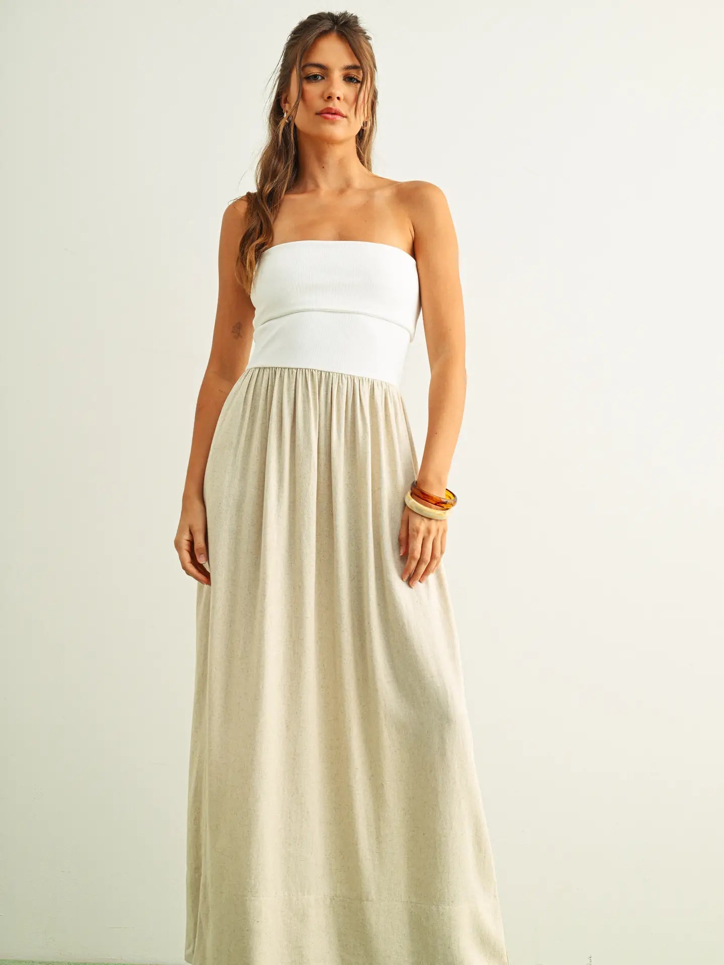 Two Tone Rib Linen Dress