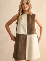 Suede Color Block Dress