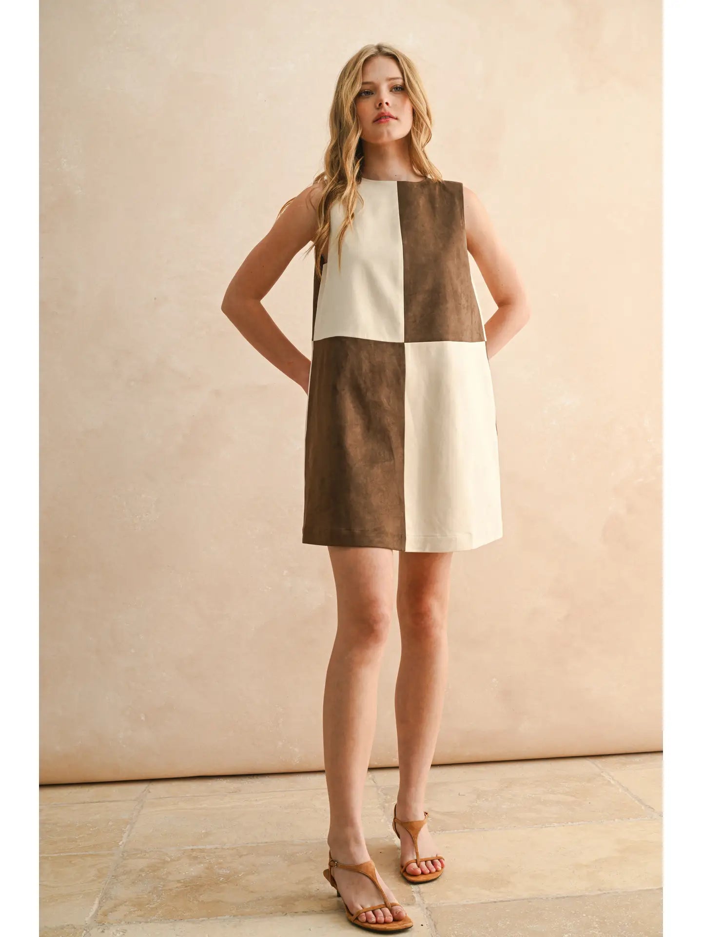 Suede Color Block Dress