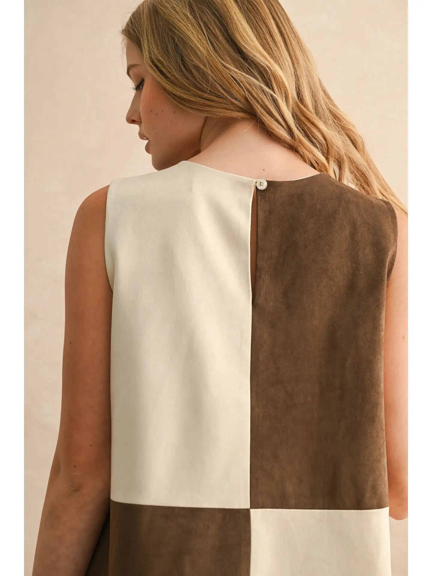 Suede Color Block Dress