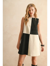 Suede Color Block Dress