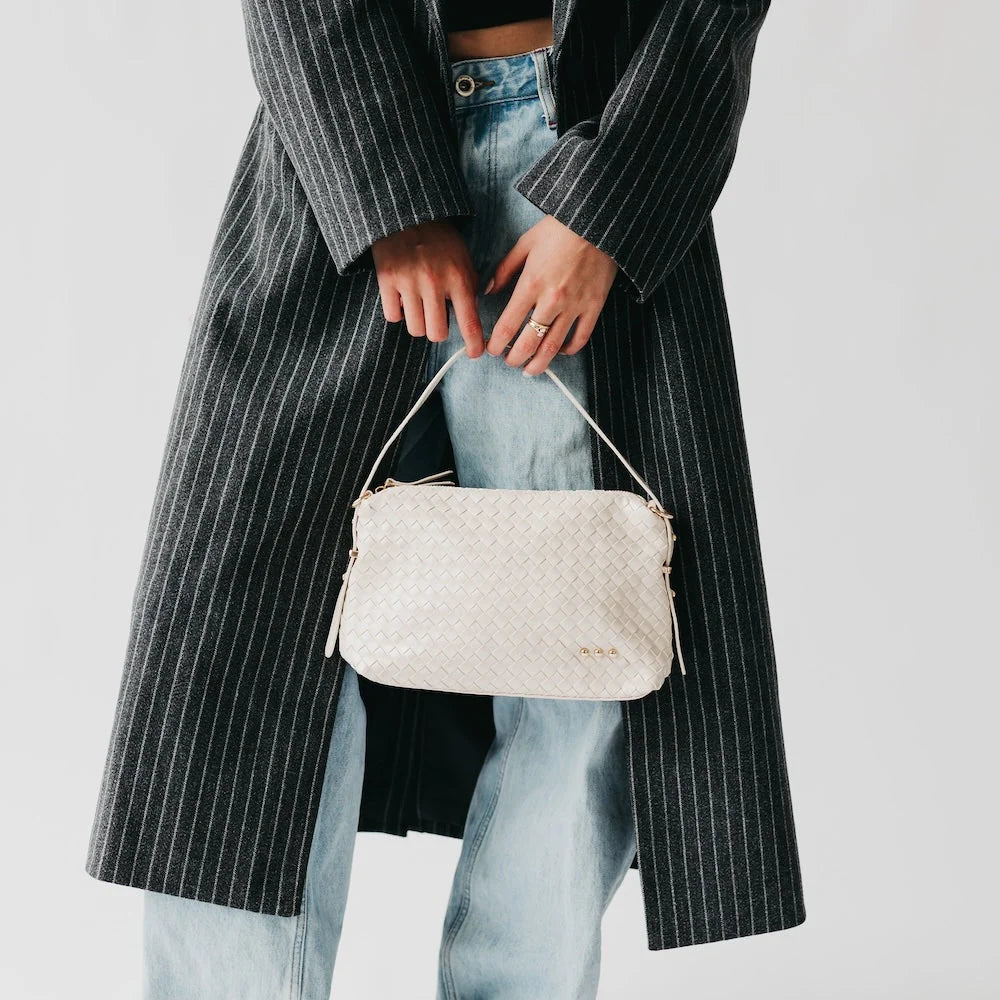 HARPER HOBO WOVEN SHOULDER BAG CREAM