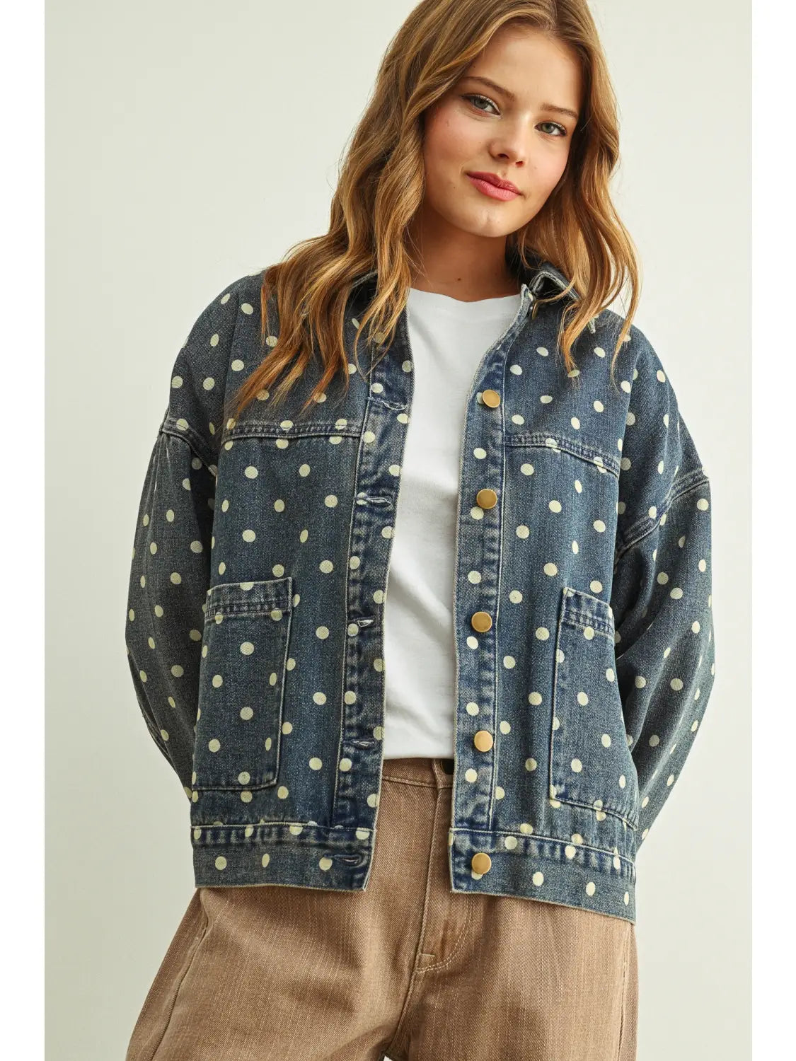 Polka Dot Denim Jacket