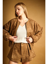 SUEDE FLORAL TEXTURED JACKET