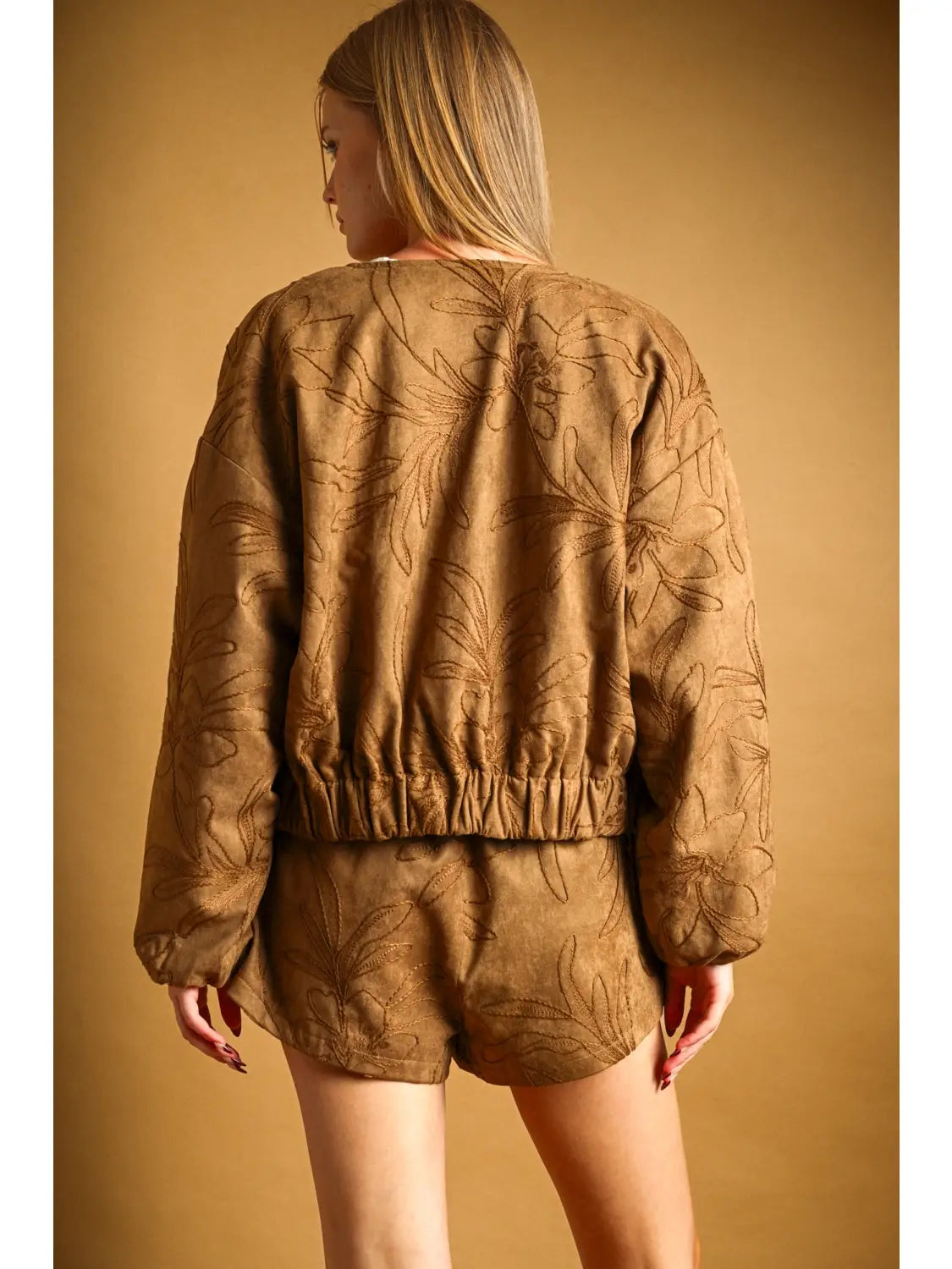 SUEDE FLORAL TEXTURED JACKET