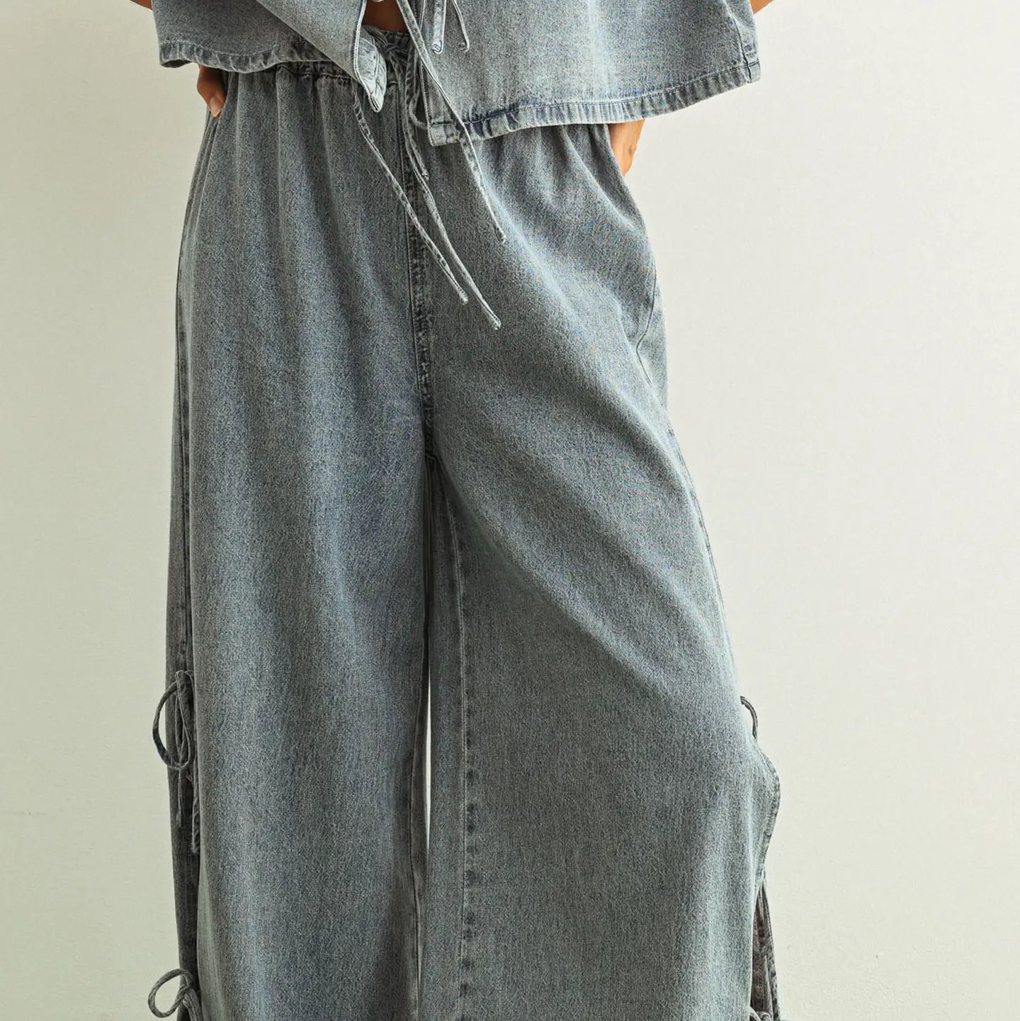 Denim Side Tie Pant