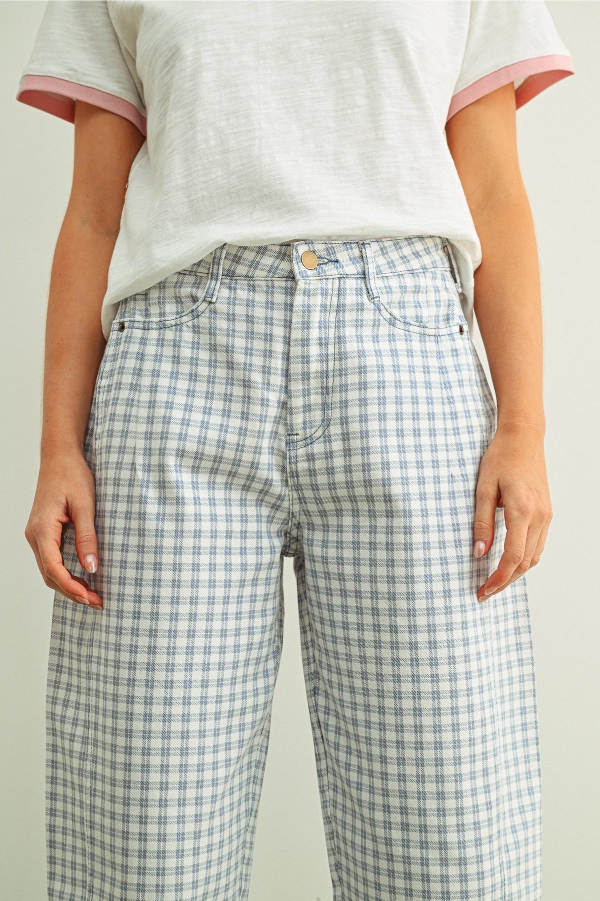 MINI CHECKER BARREL PANTS