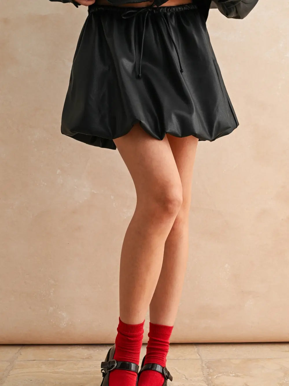 Faux Leather Balloon Skirt