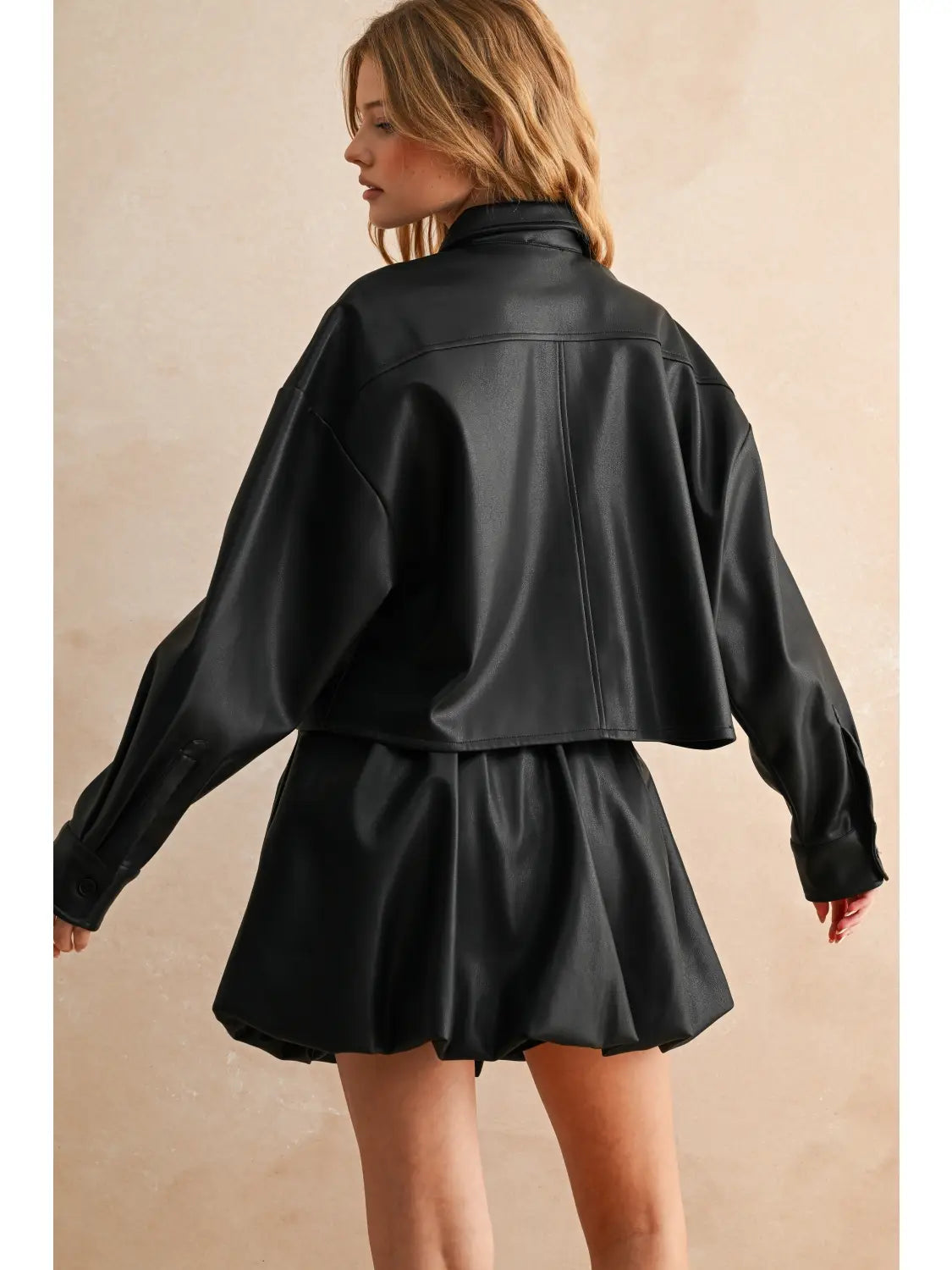 Faux Leather Balloon Skirt