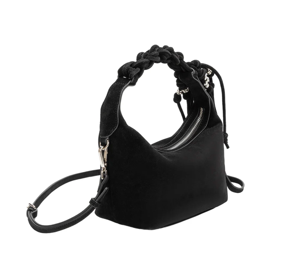 Tatiana Black Suede Vegan Handle Bag