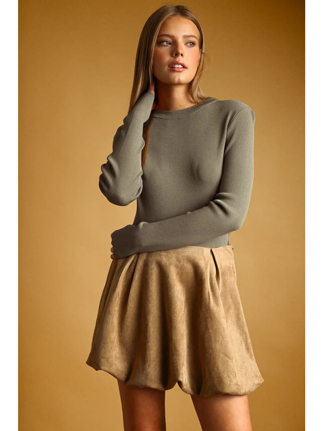 LONG SLEEVE RIB BASIC TOP