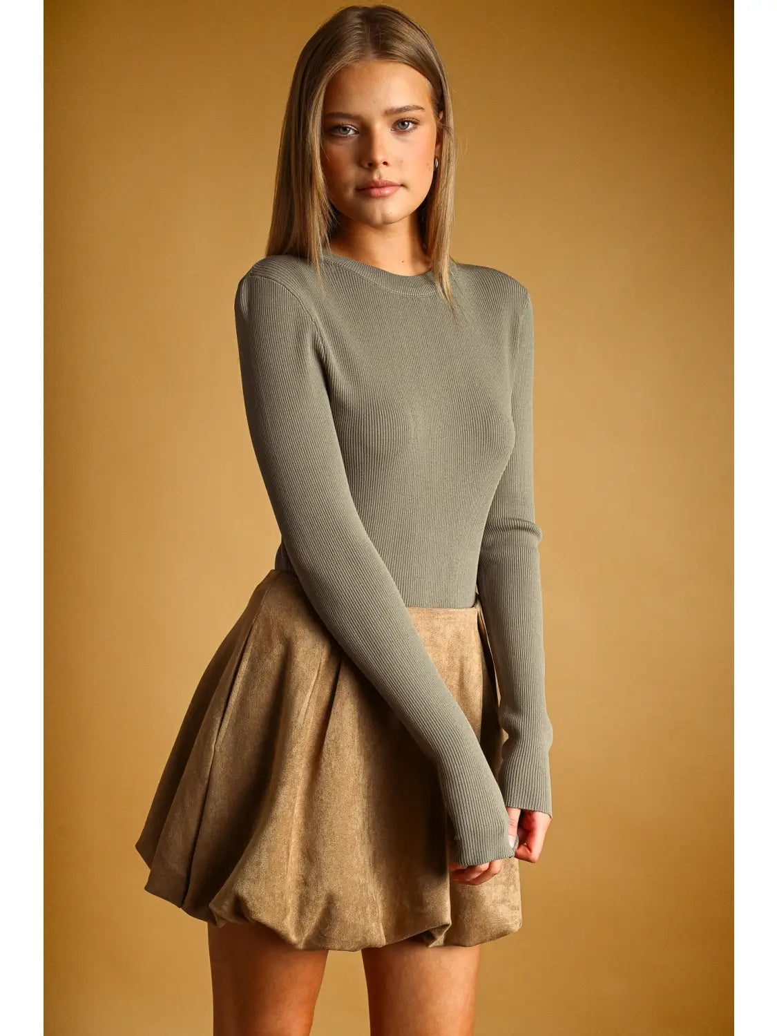 LONG SLEEVE RIB BASIC TOP