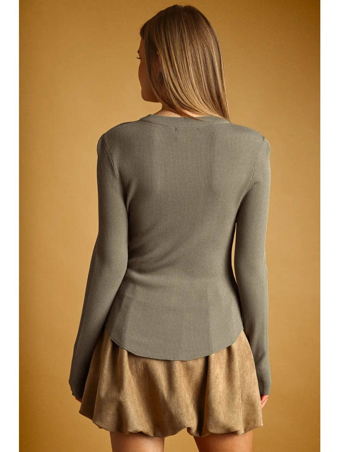 LONG SLEEVE RIB BASIC TOP