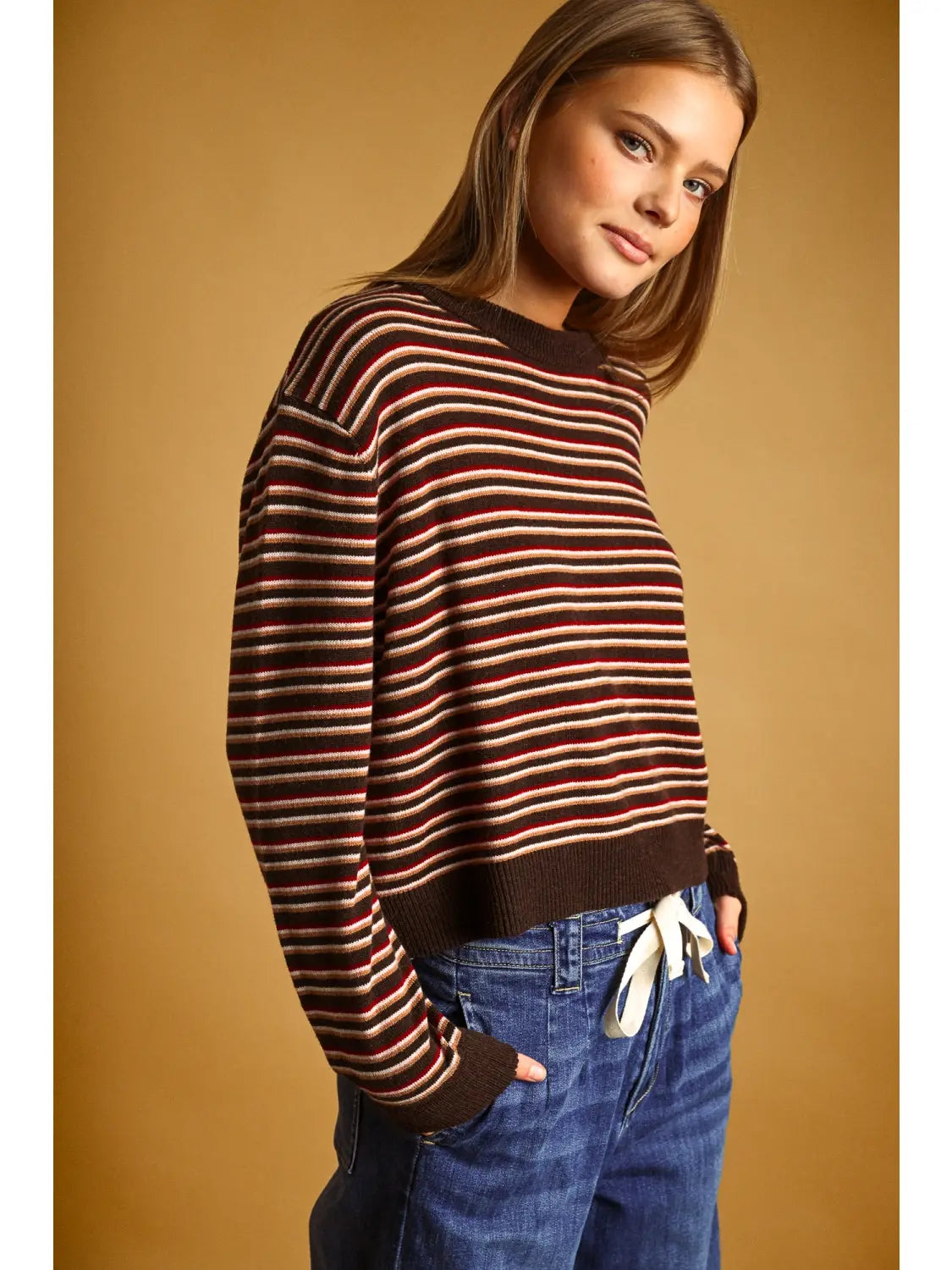 STRIPED ROUND NECK KNIT