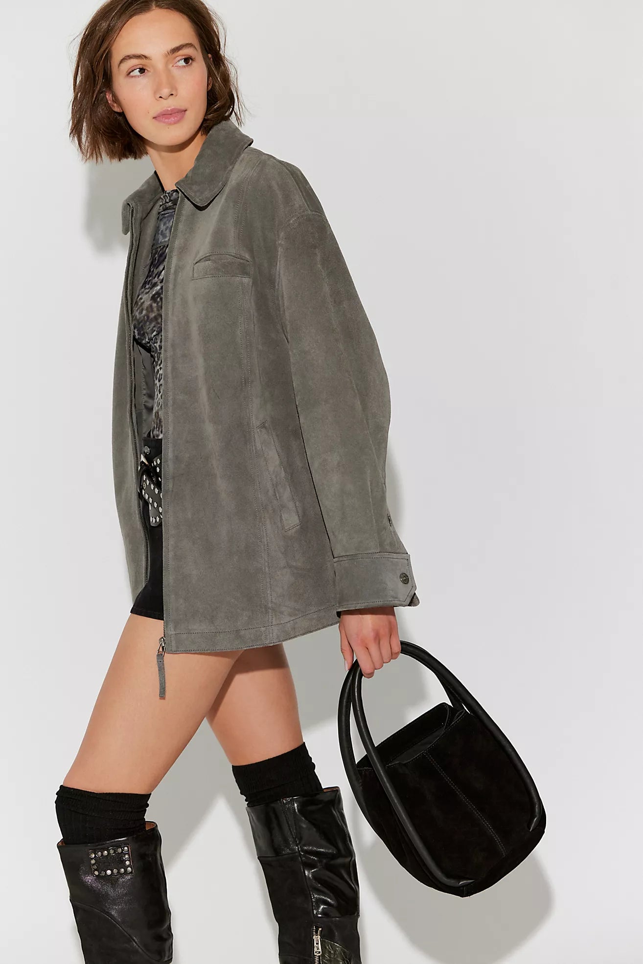 Barlow Suede Bucket Bag